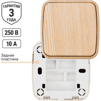 Выключатель TDM ELECTRIC 1-кл. открытой установки IP20 10А, сосна "Дача" Народная SQ1824-0051