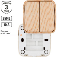 Выключатель TDM ELECTRIC 2-кл. открытой установки IP20 10А, сосна "Дача" Народная SQ1824-0052