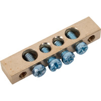 Шина ЭРА NO-122-01 PEN земля-ноль 6x9мм 4/2 латунная с креплениями по краям Б0047215