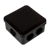 Распаячная коробка IEK км41255 100x100x50мм ip44 6 вв. черная UKO21-100-100-050-K02-44