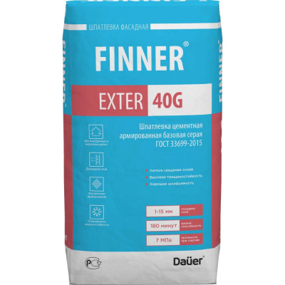 Цементная армированная базовая шпатлевка Dauer finner exter 40g 31614