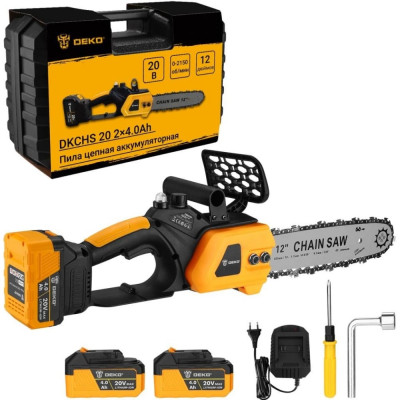 DEKO Пила цепная аккумуляторная в кейсе dkchs 20, 20в, 2x4.0ач, з/у 063-4356