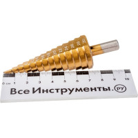 ТУНДРА Сверло ступенчатое , HSS, TiN, трехгранный хвостовик, 6 - 30 мм 5570236