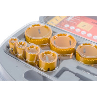 Набор коронок 13 предметов (9 коронок 19-64 мм, 2 адаптера, ключ, центр. сверло)  Энкор 24570