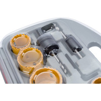 Набор коронок 13 предметов (9 коронок 19-64 мм, 2 адаптера, ключ, центр. сверло)  Энкор 24570