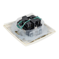 Розетка с заземлением, шторками и крышкой IP-44 слоновая кость Simon 1590450-031