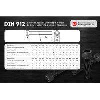 Винт с внутренним шестигранником КРЕП-КОМП цинк DIN912 6х35 250шт вш635ф