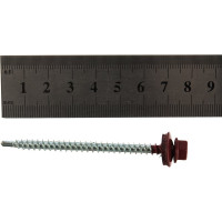 Кровельный саморез Tech-Krep КР сверло 4,8х70 RAL-3011 темно-красный 30 шт, коробка с окном 124652