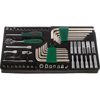 Набор головок и аксессуаров Hans ложемент 1/4" 62шт TT-43