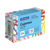 Скрепки OfficeSpace 28 мм, 10 упаковок по 70 шт, цветные, картонная упаковка CV28_2258