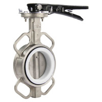 Дисковый поворотный затвор DN.ru 316L-316L-PTFE Ду100 Ру16 с рукояткой D050-01601