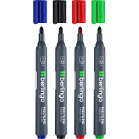 Набор перманентных маркеров Berlingo "MultiLine PE300" 04 цв., пулевидный, 3,0мм, BMc_36409