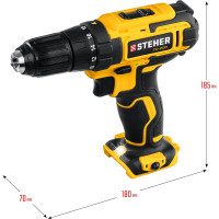 Дрель-шуруповерт STEHER 20В, без АКБ CD-200