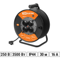 Силовой удлинитель TDM ELECTRIC УХз16-004 металлическая катушка, А3, 4 места IP44/30м КГ 3х2,5 SQ1301-0170