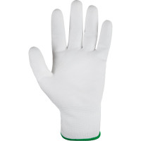 Белые лёгкие бесшовные защитные перчатки эргономичной формы из нейлона WIEDERKRAFT WDK-PU01W / M