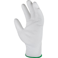 Белые лёгкие бесшовные защитные перчатки эргономичной формы из нейлона WIEDERKRAFT WDK-PU01W / M