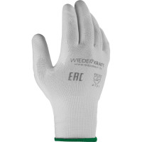 Белые лёгкие бесшовные защитные перчатки эргономичной формы из нейлона WIEDERKRAFT WDK-PU01W / M