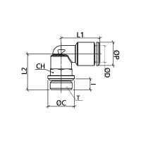 Фитинг L-образный 6 мм с наружной металлической резьбой M5 CDC Pneumatics BPL 06M5