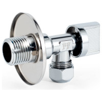 Угловой шаровой кран для бытовой техники PROFACTOR PF CHROME н/цанга 1/2 дюйма х 10 мм PF BAV 357C