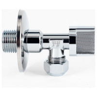 Угловой шаровой кран для бытовой техники PROFACTOR PF CHROME н/цанга 1/2 дюйма х 10 мм PF BAV 357C