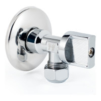 Угловой шаровой кран для бытовой техники PROFACTOR PF CHROME н/цанга 1/2 дюйма х 10 мм PF BAV 357C