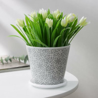 Горшок для цветов Доляна Кракле 0.8 л, серый 7306167