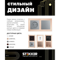 Горизонтальная 2-местная рамка STEKKER серия Катрин, стеклянная, GFR00-7002-02, шампань 39528