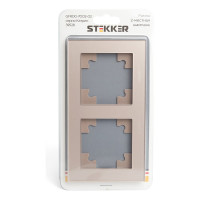 Горизонтальная 2-местная рамка STEKKER серия Катрин, стеклянная, GFR00-7002-02, шампань 39528