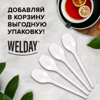 Одноразовые ложки ОФИСМАГ /WELDAY чайные 125мм КОМПЛЕКТ 100шт, ЭТАЛОН, пластиковые, белые, , 607829