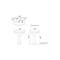 Раковина с пьедесталом Creo Ceramique DIJON 750x550x905 DI3000+DI3010 00014380