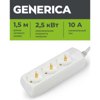 Удлинитель GENERICA У03 3 места 2P+PE/1,5м 3х1мм2 10А/250В WYP10-10-03-D15-Z-G