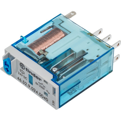 Миниатюрное промышленное реле Finder 2 перекидных контакта 8А, = 24В DC, 465290240040