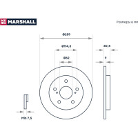 Тормозной диск задний Toyota Auris I 06- / Corolla X E150, XI E180 06- MARSHALL M2000456