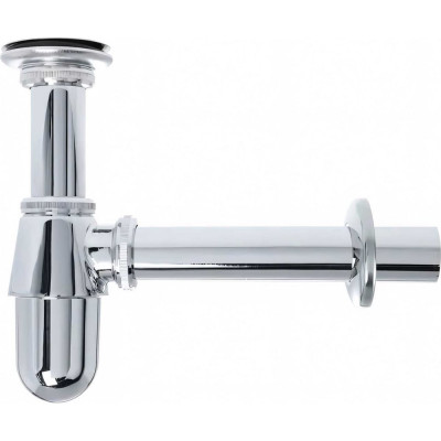 Хромированный сифон Wirquin с выпуском, с отводом и розеткой, латунь SL213