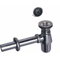 Хромированный сифон Wirquin с выпуском, с отводом и розеткой, латунь SL213