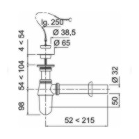 Хромированный сифон Wirquin с выпуском, с отводом и розеткой, латунь SL213