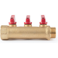 Коллектор с шаровыми кранами PROFACTOR в/н 3/4" х 3 вых 1/2"нар PF MV 264.3