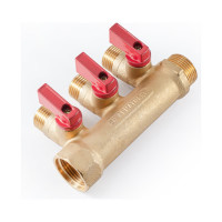 Коллектор с шаровыми кранами PROFACTOR в/н 3/4" х 3 вых 1/2"нар PF MV 264.3