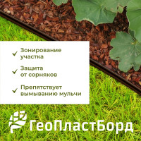 Садовый бордюр ГеоПластБорд h 4.5 см 8 метров + 24 колышка h 24 см цвет коричневый GPB45.08.24.Br
