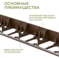 Садовый бордюр ГеоПластБорд h 4.5 см 8 метров + 24 колышка h 24 см цвет коричневый GPB45.08.24.Br