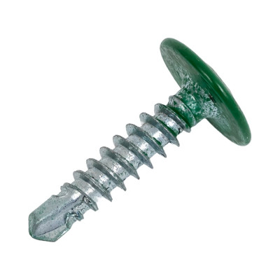 Прессшайба Качественный КРЕПЕЖ 4.2х19 мм, зеленый лист RAL 6002, сверло, 250 шт 0300209 КЧ