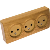 Розетка ЭРА 11-2207-11 3х2P, 16A-250В, IP20, ОУ, Эксперт, сосна Б0020699
