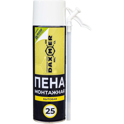 Пена монтажная бытовая Daxmer 25, 650 мл (350 г), 00000431636, 00-00458221