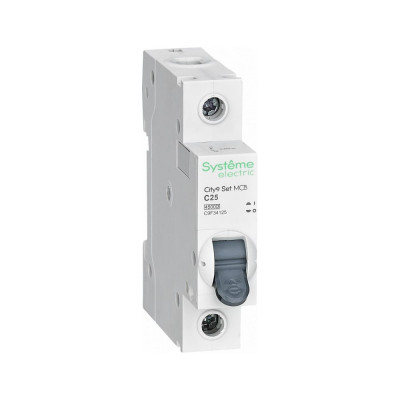 Автоматический выключатель Systeme Electric City9 Set, тип АВ, хар-ка С, 25 А, 1 Р, 4.5 kА, 230 В (ранее EZ9F34125) C9F34125