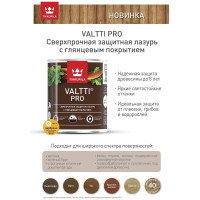 Лазурь Tikkurila VALTTI PRO сверхпрочная, защитная, глянцевая, орегон 0,9л 52785 700010339