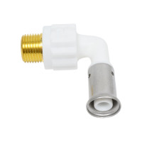 Угольник HENCO 90 градусов, НР, ПВДФ пресс, белый, 16x1/2" 5PKW-1604