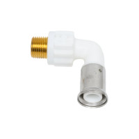 Угольник HENCO 90 градусов, НР, ПВДФ пресс, белый, 20x1/2" 5PKW-2004