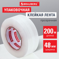 Упаковочная клейкая лента BRAUBERG Original 48 мм х 200 м, прозрачная, толщина 45 микрон 440177