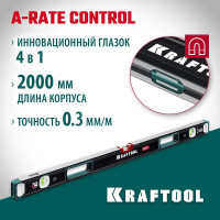 Магнитный сверхпрочный уровень KRAFTOOL A-RATE Control с зеркальным глазком, 2000 мм 34988-200