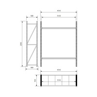 Стеллаж Ирбис л50 2000x500x1500 мм, 2 яруса (металлические полки) X9351198